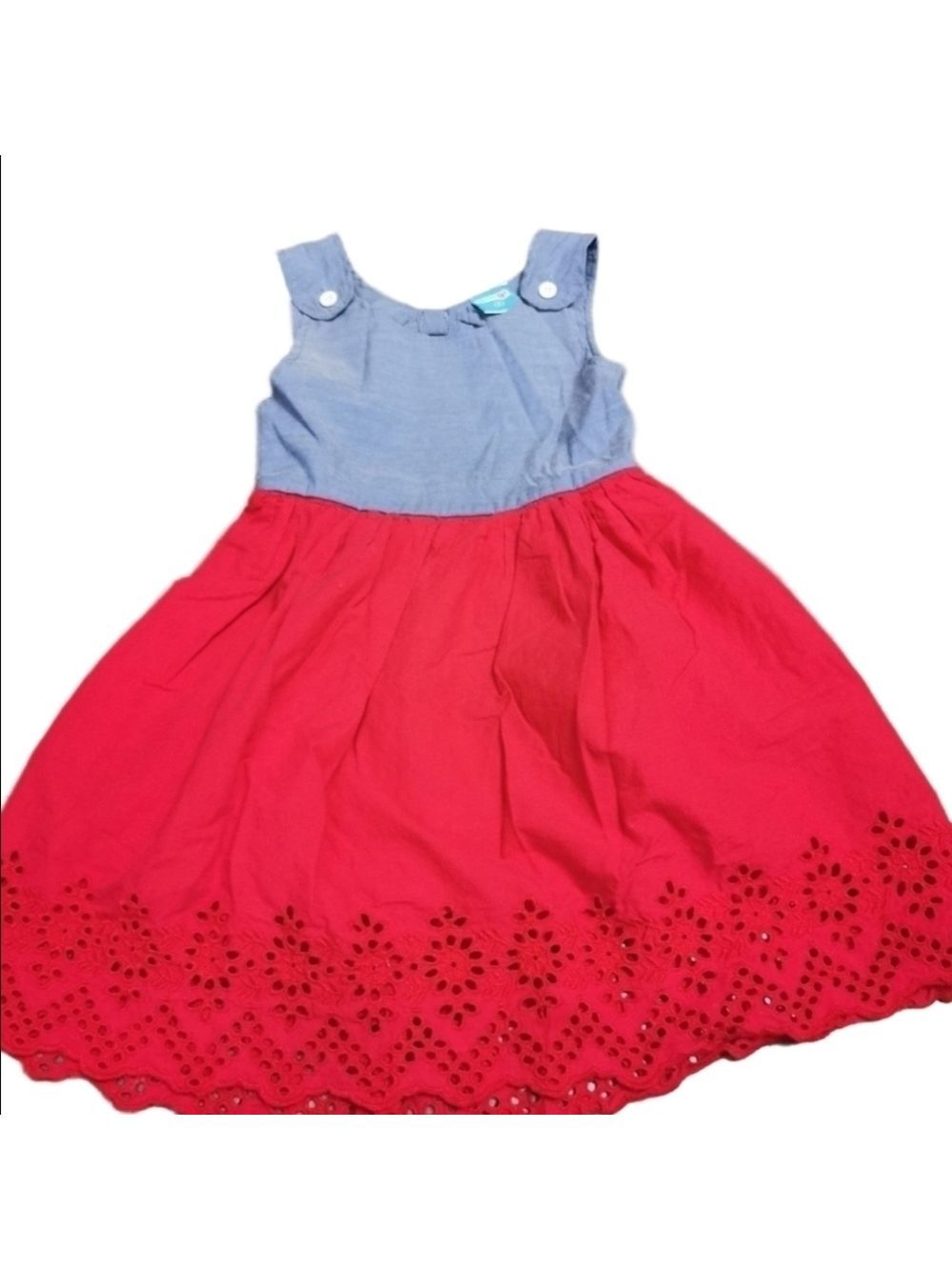 Denim Top and Red Eyelet  backless dress